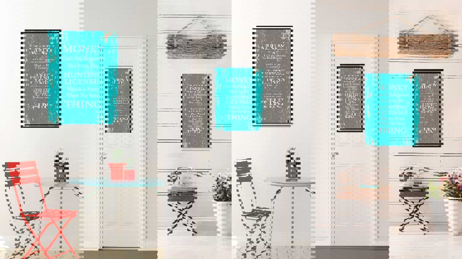 Money Can't Buy Happiness Saying Canvas Print with Black Picture Frame - Home Decor Wall Art Gift