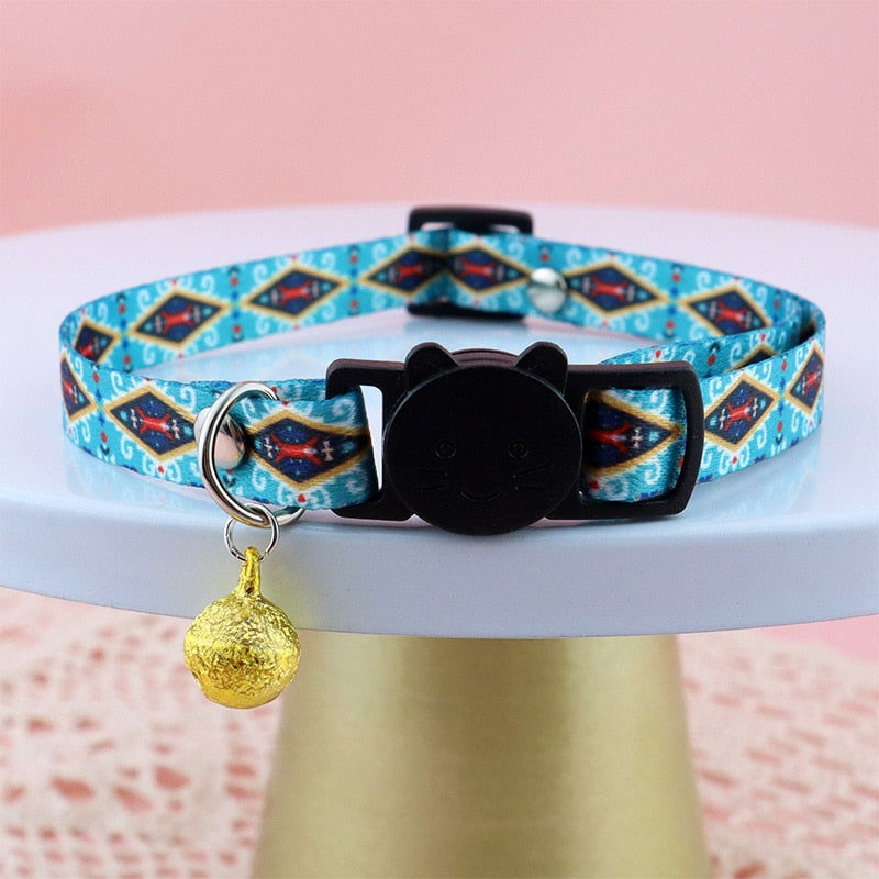 Cute Flower Pet Collar with Bell and Diamond Design - Adjustable Dog and Cat Neck Strap - Safety Buckle Necklace