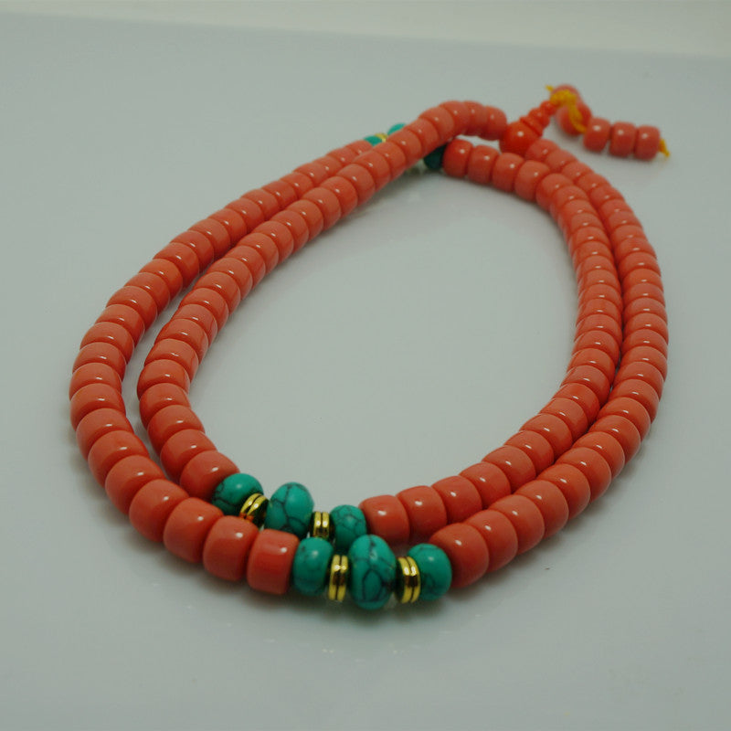 Tibetan Style 108 Counting Beads Glass Beads Rosary Necklace Bracelet Home Decor