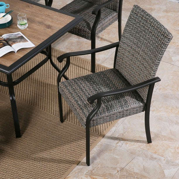 7 Piece Outdoor Dining Set with 6 Padded Chairs and 1 Rectangular Table