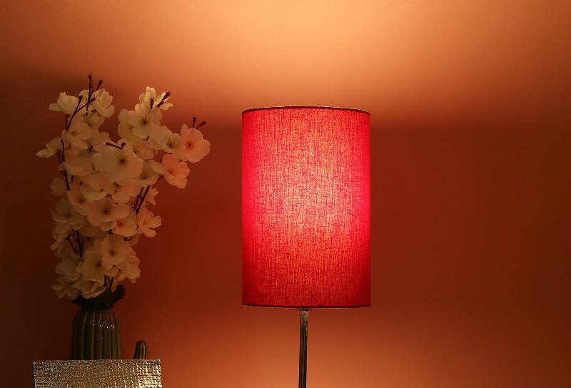 BTR CRAFTS Red Cotton Fabric Cylinder Lamp Shade (6 Inches)
