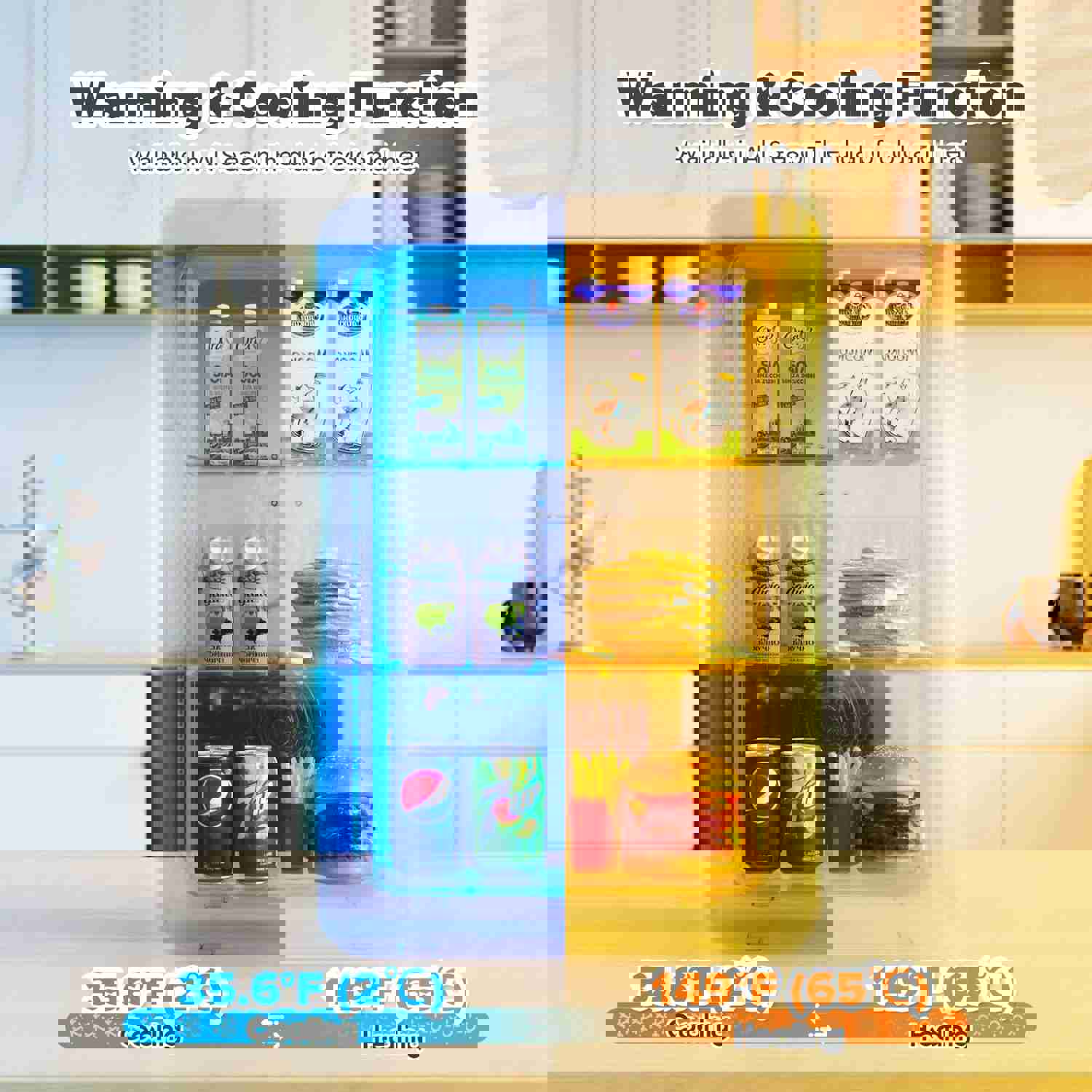 Kikihuose 22L/30Cans Mini Fridge for Bedroom, 12V DC Portable Cooler & Warmer, Small Beverage Refrigerator