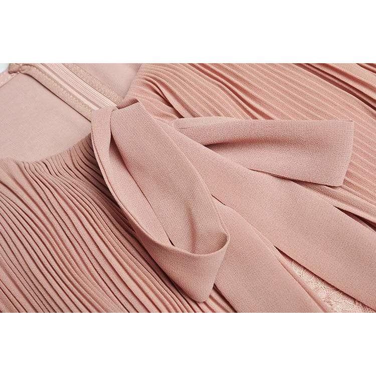 Fashion Autumn Chiffon Dress with Bow Decoration