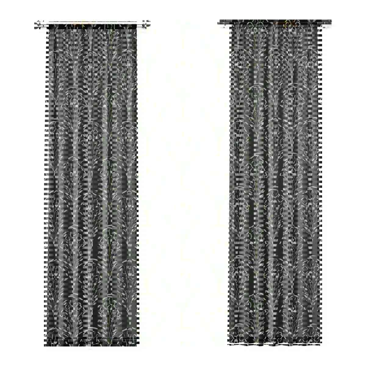 ART DECO PRINT FAN - SHEER Window Curtain