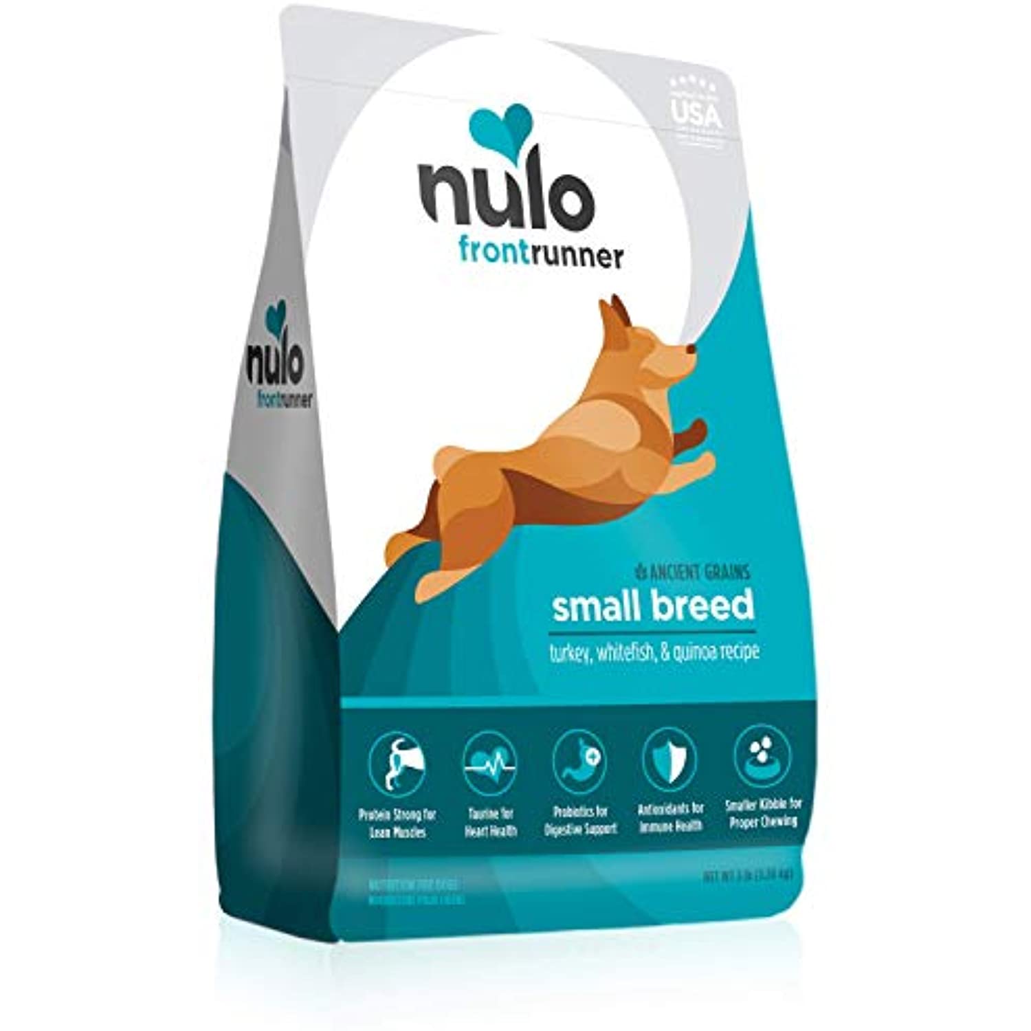 Nulo Frontrunner Small Breed Dog Food with Turkey, Whitefish & Quinoa, 3 lbs - High Protein Pet Food with Antioxidants and Probiotics