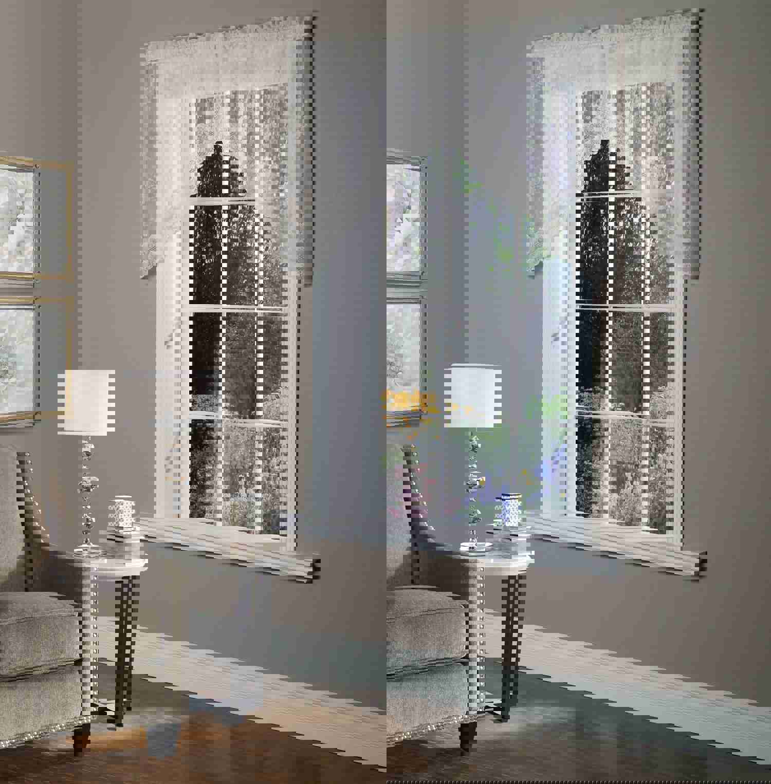 CommonWealth Mona Lisa Sheer Rod Pocket Swag Valance Set 72 x 32 Eggshell