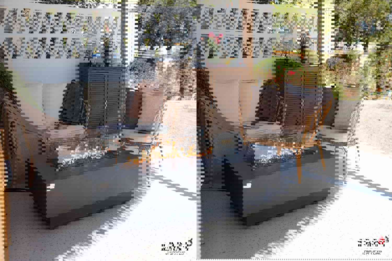 Elementi Rectangle Gas Fire Pit Wind Screen 40.4 x 15.2 x 7