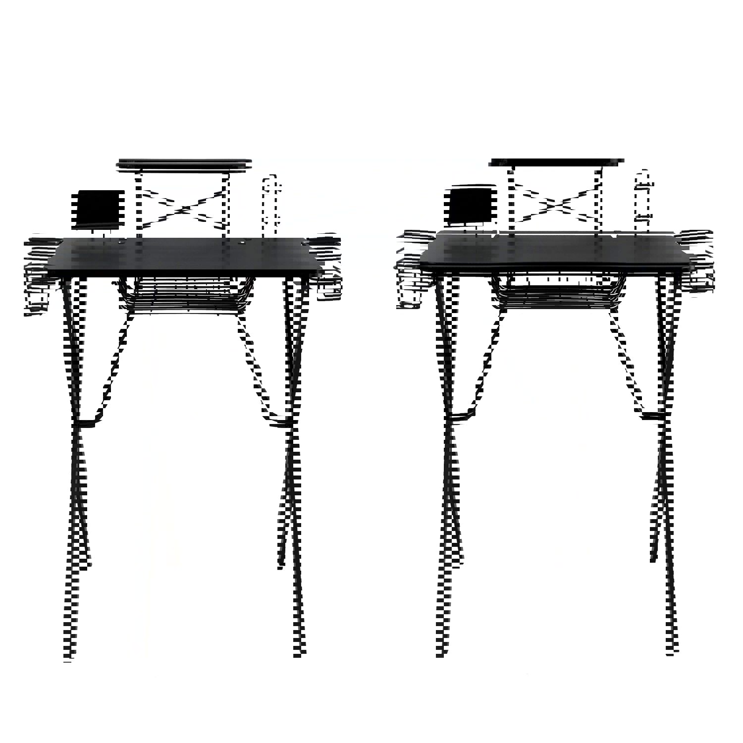 Atlantic Desk Pro Curved-Front Gaming Desk with Enhanced Storage, 41x23.5, Black