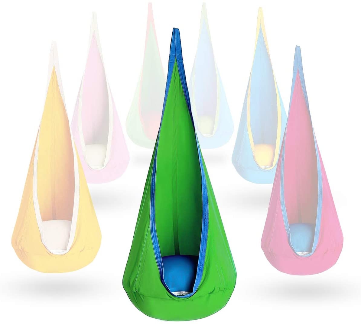 OUTREE Kids Pod Swing Seat - 100% Cotton Child Hammock Chair for Indoor and Outdoor Use (Blue)