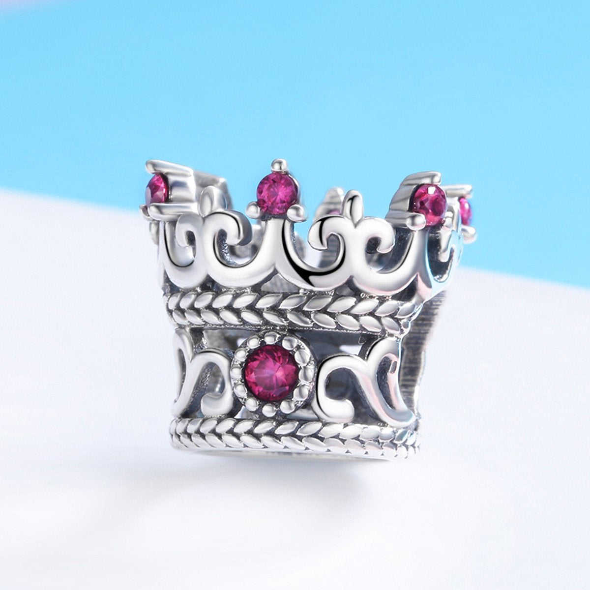 Sterling 925 Silver Purple Crown Pendant for Pandora & European Charm Bracelets