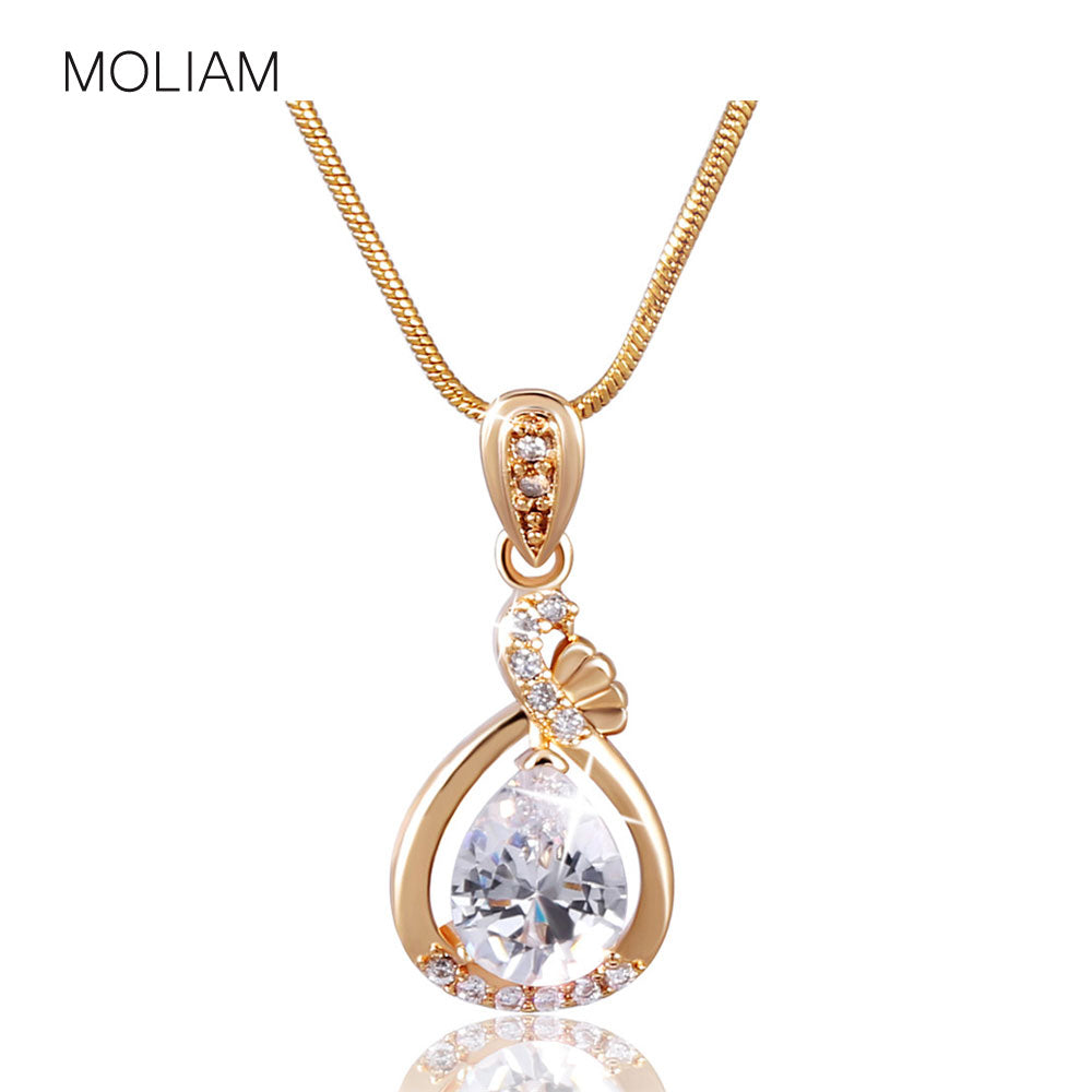 MOLIAM Fashion Women Necklace Gold-Color Slide Pendants Jewelry with Chain