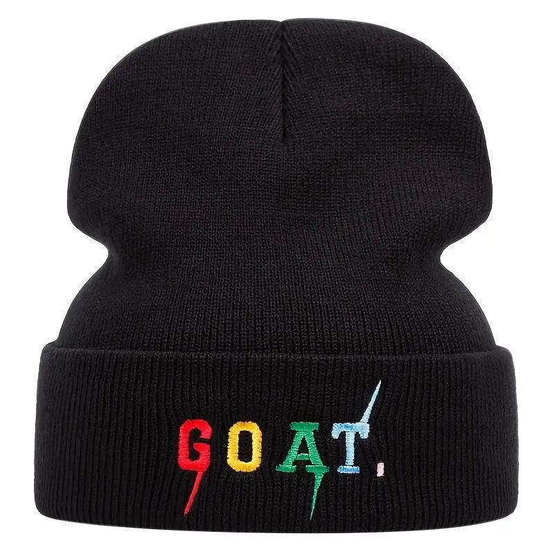 Warm and Comfortable GOAT Embroidered Beanie Hat for Winter Outdoor Activities