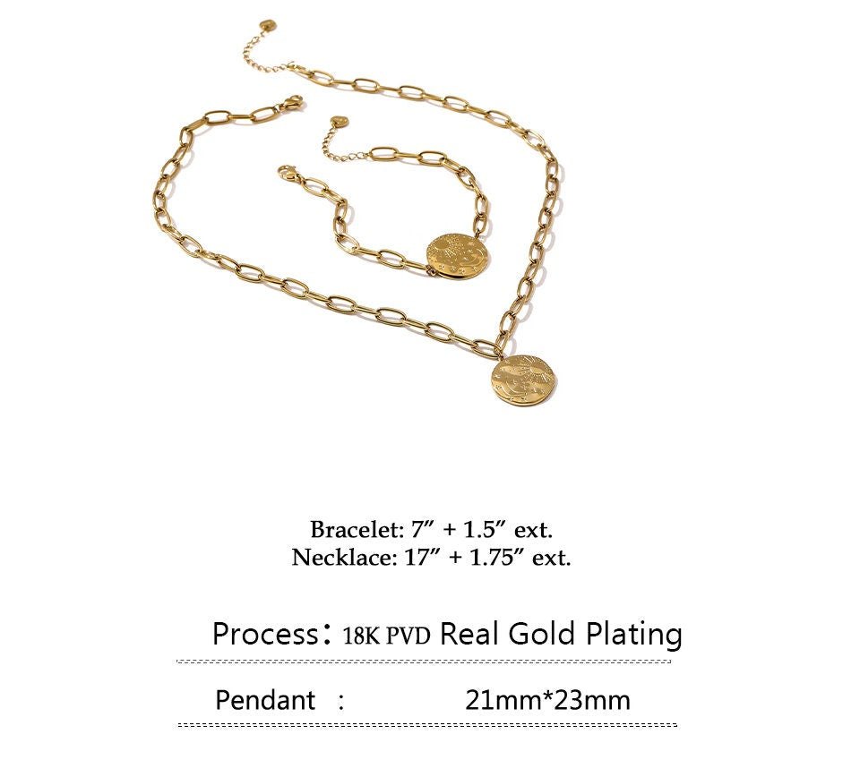 Celeste Sun Moon & Stars Bracelet and Necklace Set