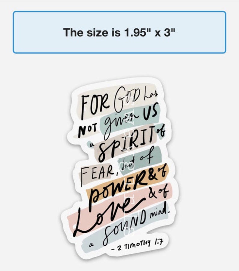 Faith Based Hand Lettered Bible Sticker | 2 Timothy 1:7