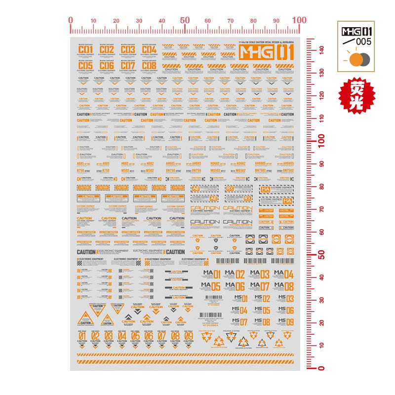 High Precision Water Sticker Universal Warning Label for MHG01 1/100 1/144 Model Kits