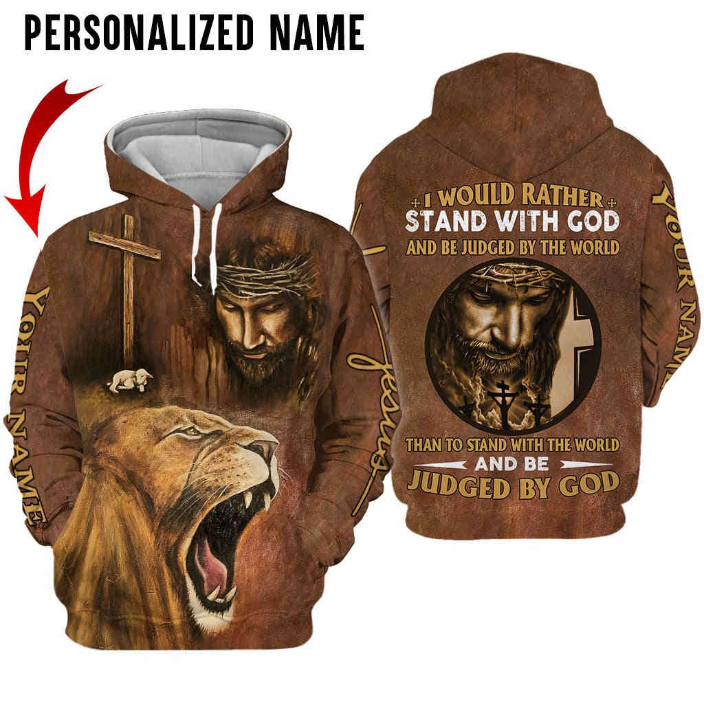 Custom Jesus Faith Over Fear Stand With God 3D Printed Hoodie TO0258