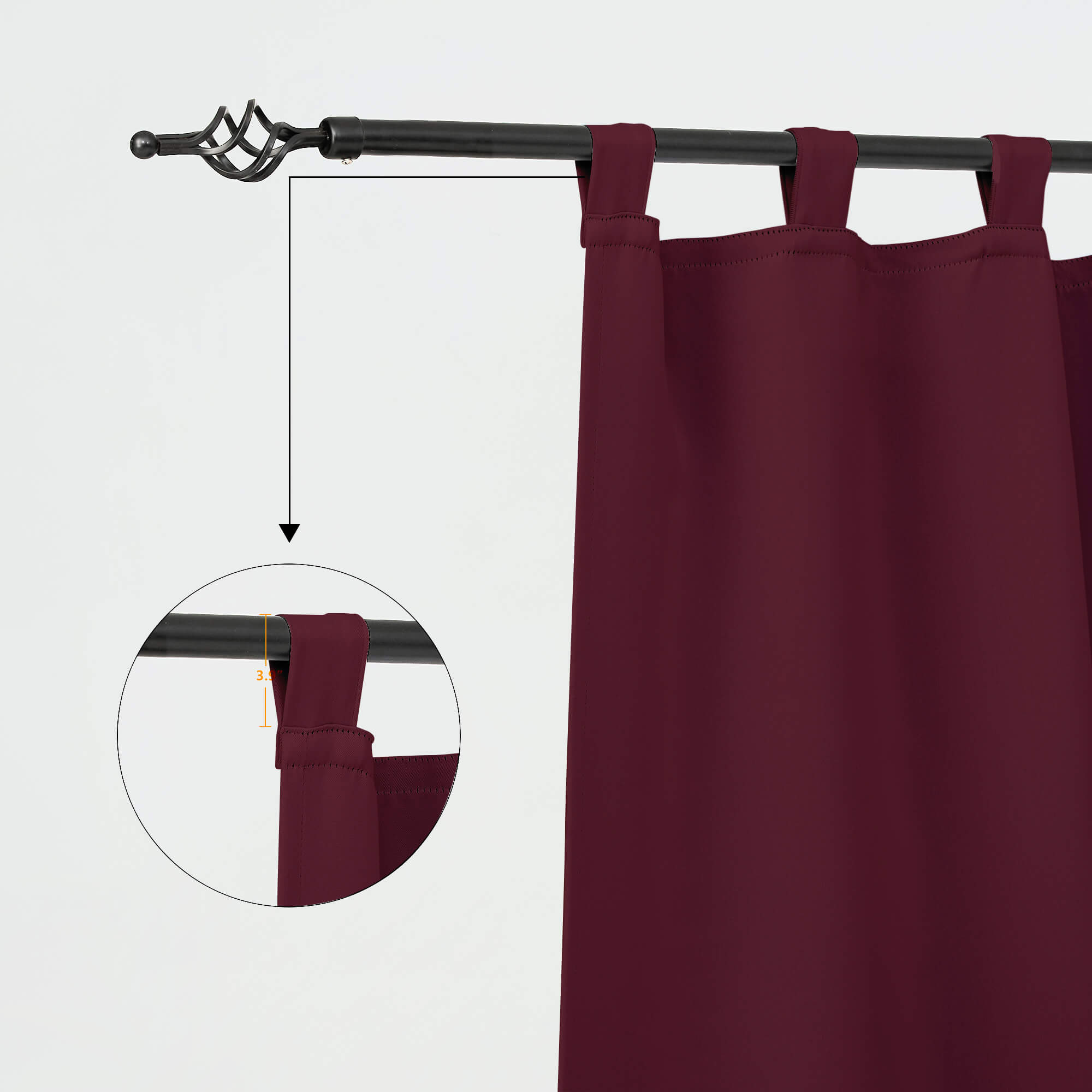 Heartcosy Blackout Curtains Wine Red - Tab Top