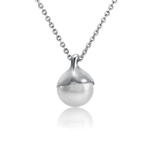Pearl Whale Tail Pendant - 925 Sterling Silver with Akoya, Freshwater, or Tahitian Pearl