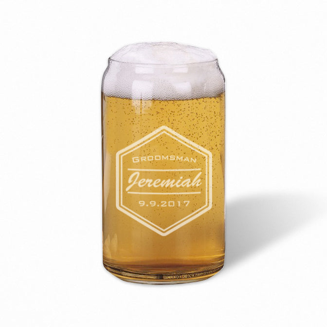 Personalized Groomsman Beer Can Glass - 16 oz Engraved Wedding Gift