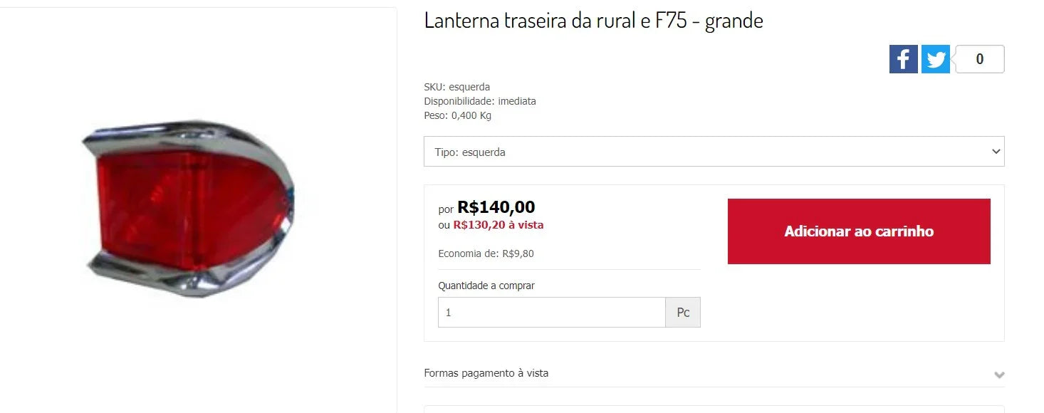 Personal Shopper | Buy from Brazil - Car Rear Flashlights for Rural and F75 (4 Items)