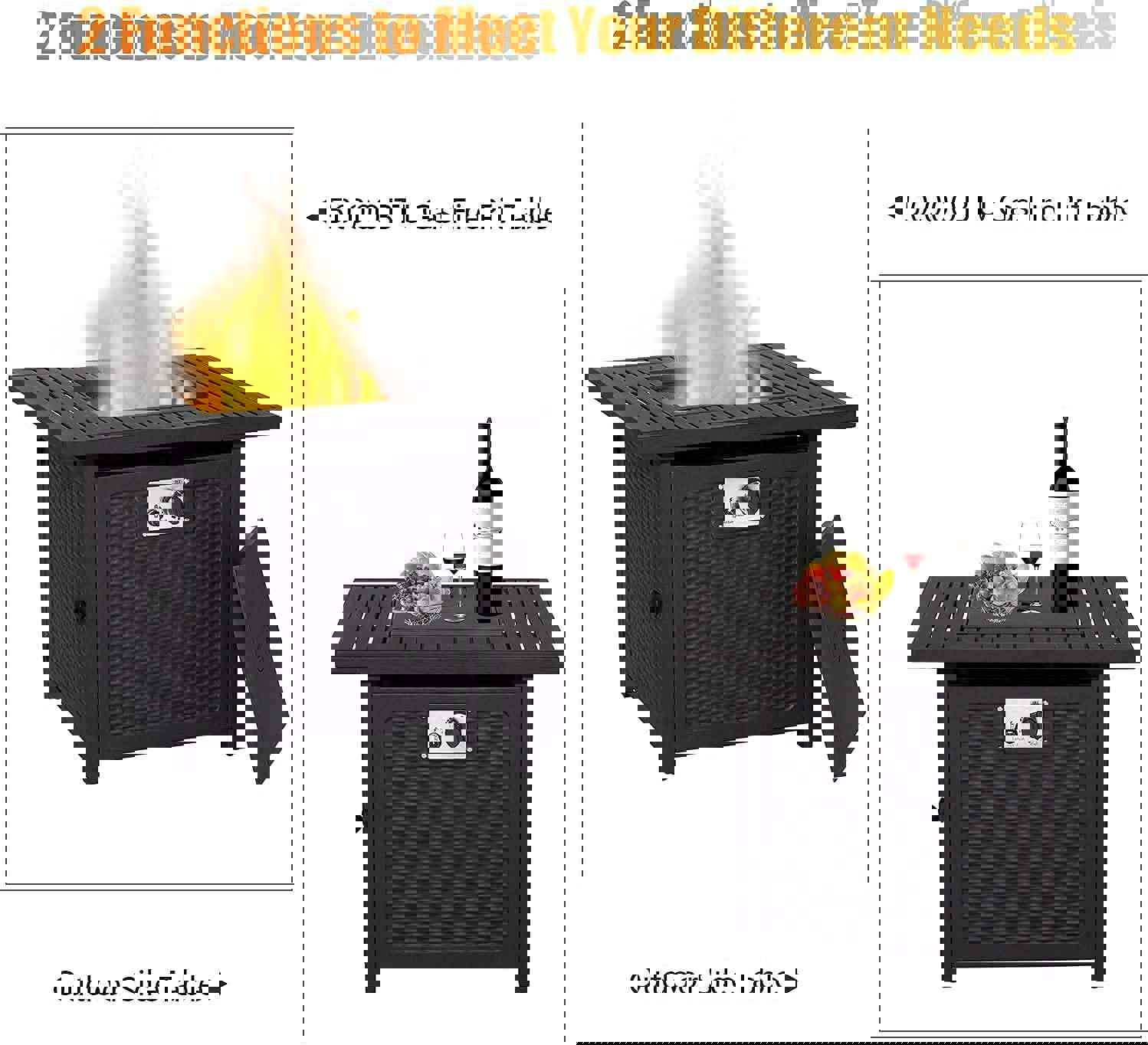 30 Inch Outdoor Propane Gas Fire Pit Table with Cover and Auto-Ignition