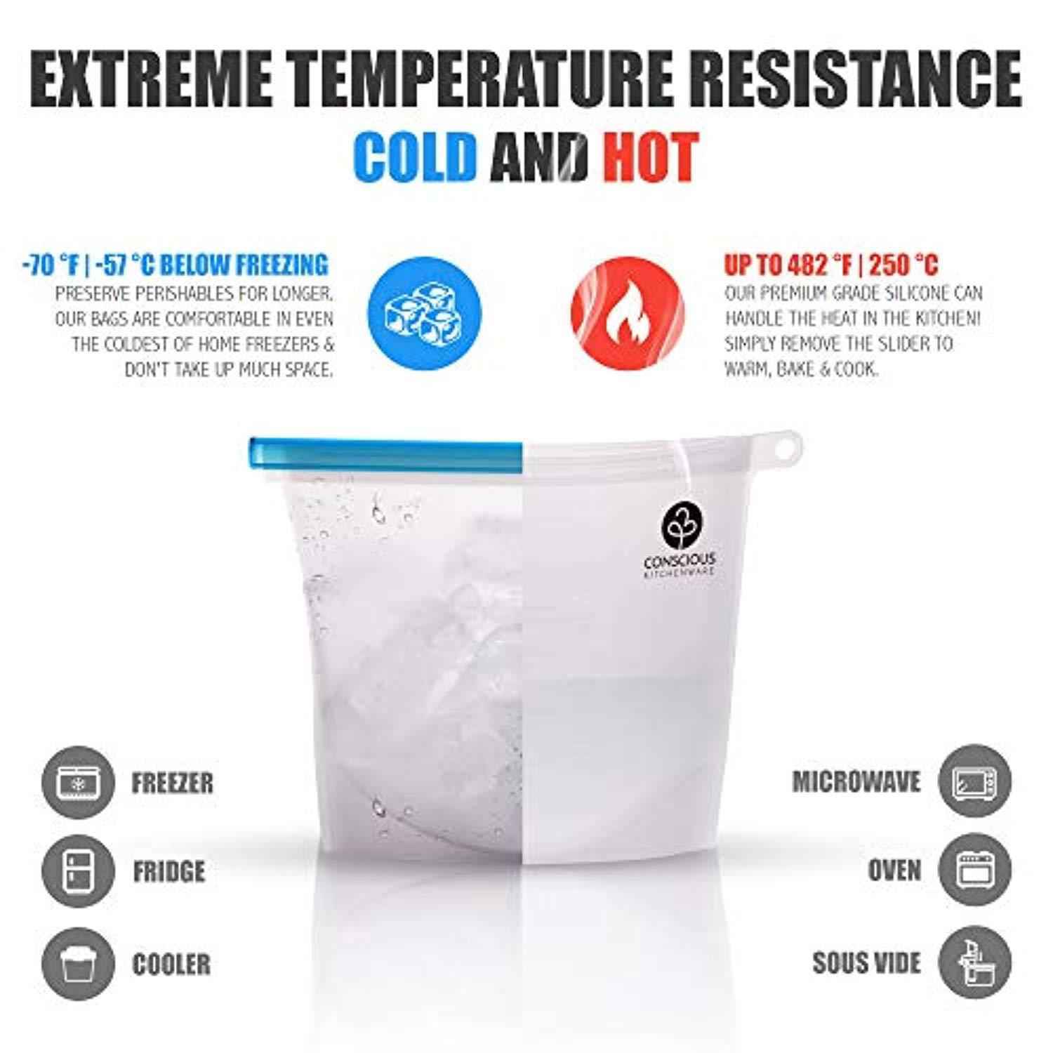 Eco-Friendly Reusable Silicone Food Storage Bags Set - Large & Small Sizes, Airtight Seal