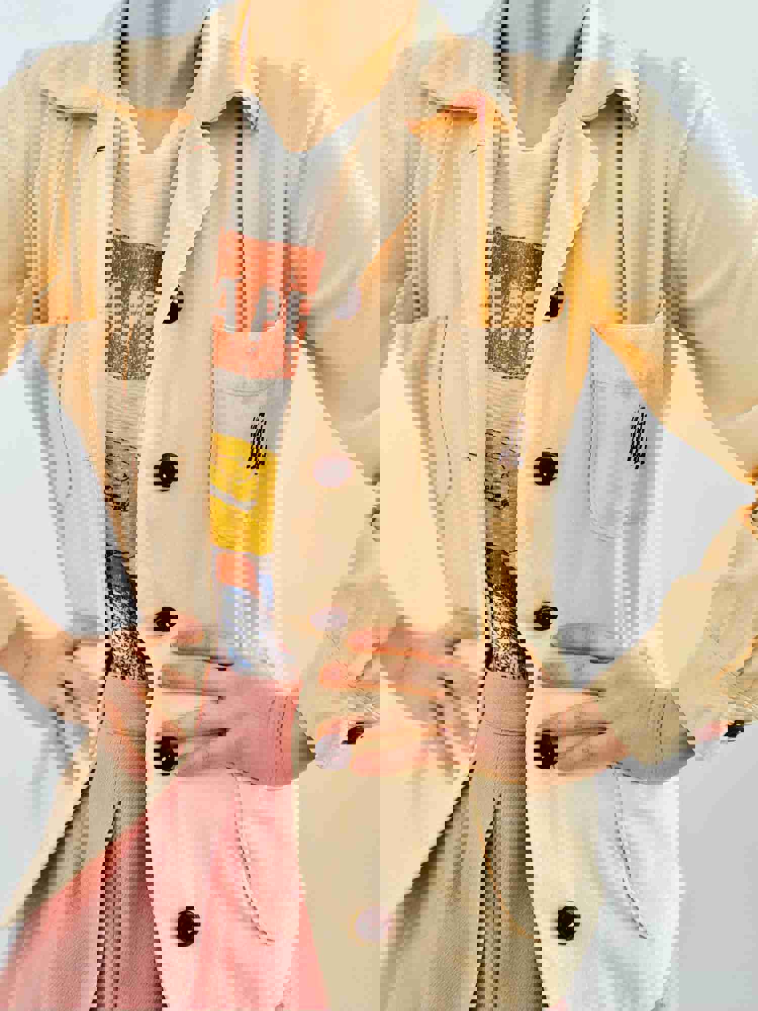 Vintage 1940s Monogrammed Jacket Apricot Color Blouse