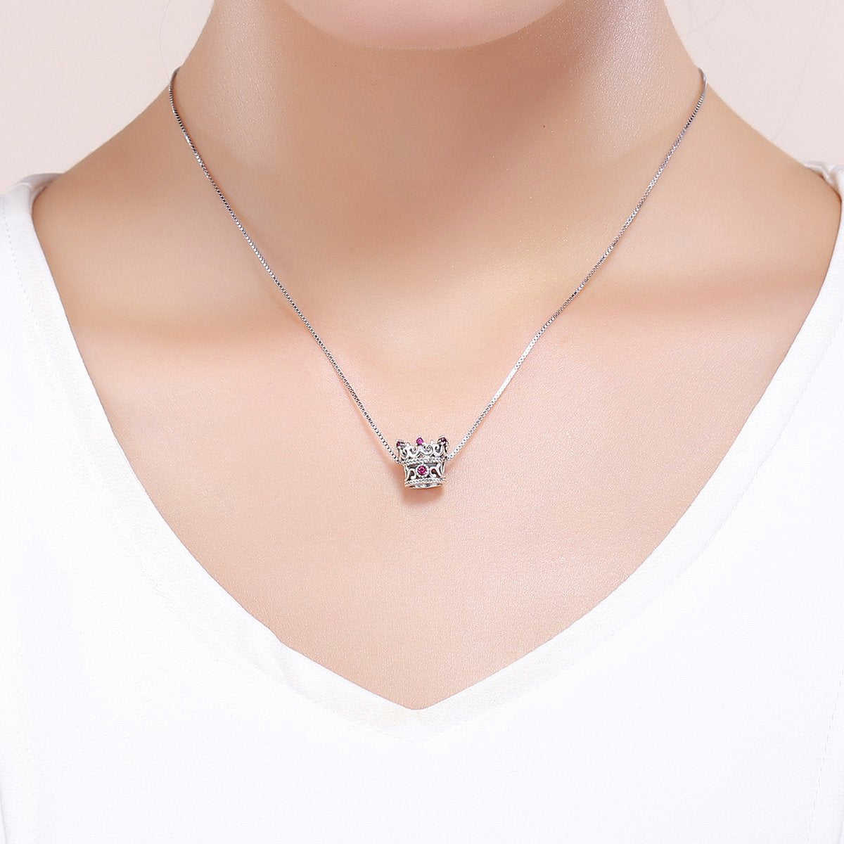 Sterling 925 Silver Purple Crown Pendant for Pandora & European Charm Bracelets