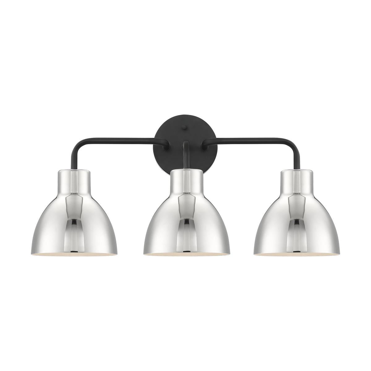Sloan 3 Light Vanity - Matte Black and Polished Nickel Finish