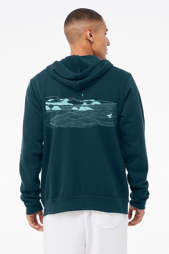Whales Tail Atlantic Blue Ultra Soft BellaCanvas Pullover Hoodie