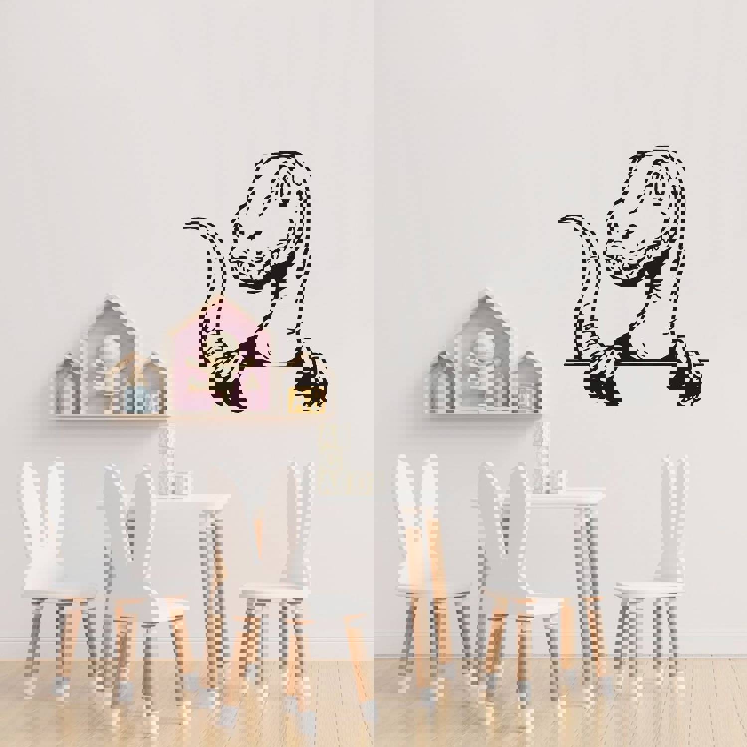 Dinosaur Vinyl Wall Sticker Art Decal - Cute T Rex Funny Silly Face