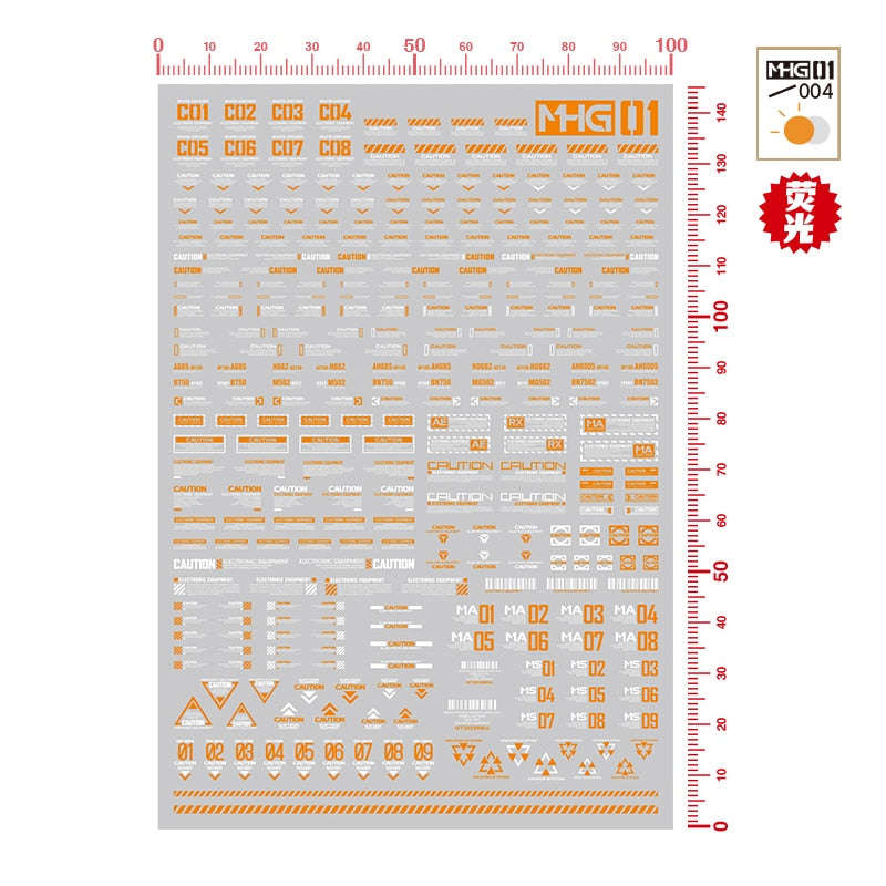 High Precision Water Sticker Universal Warning Label for MHG01 1/100 1/144 Model Kits