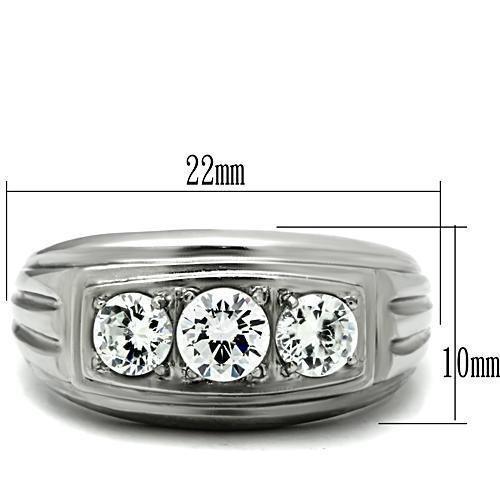 High Polished Stainless Steel Ring with AAA Grade CZ for Women - Style TK491