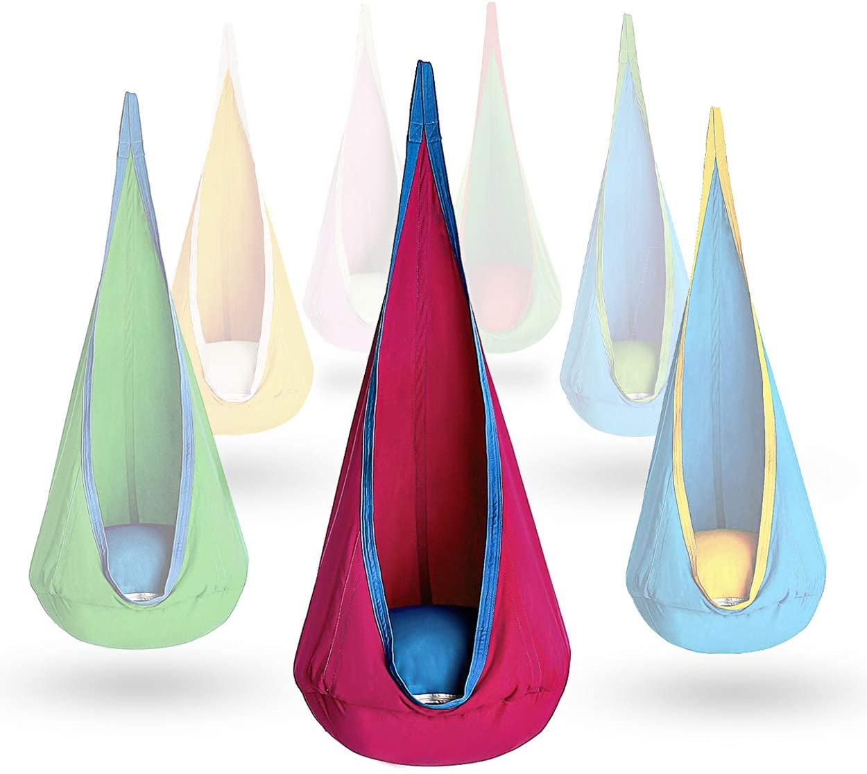 OUTREE Kids Pod Swing Seat - 100% Cotton Child Hammock Chair for Indoor and Outdoor Use (Blue)