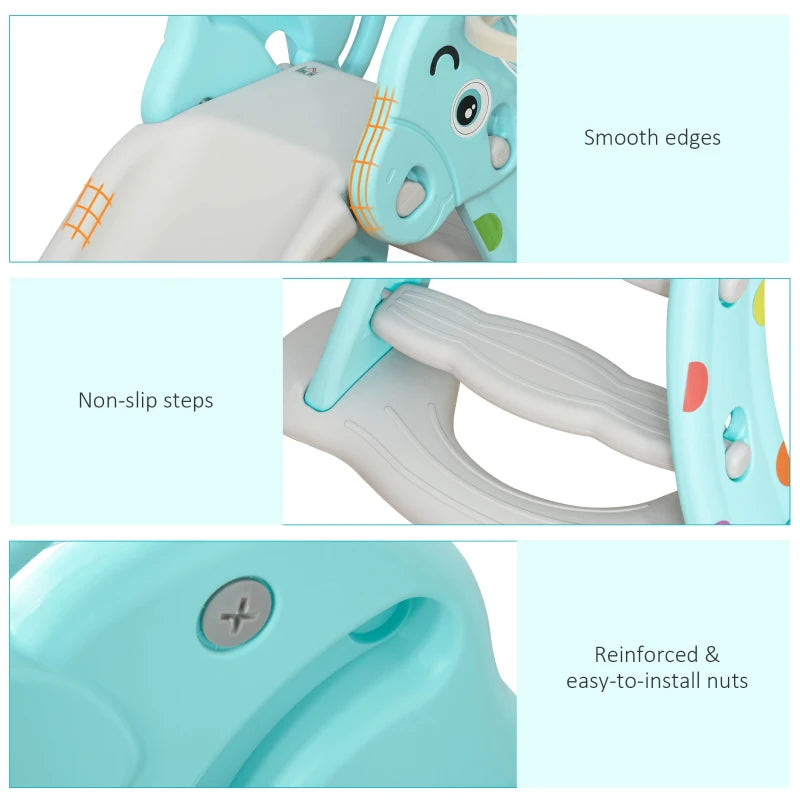 Qaba 2 in 1 Kids Slide with Basketball Hoop - Freestanding Indoor/Outdoor Playset