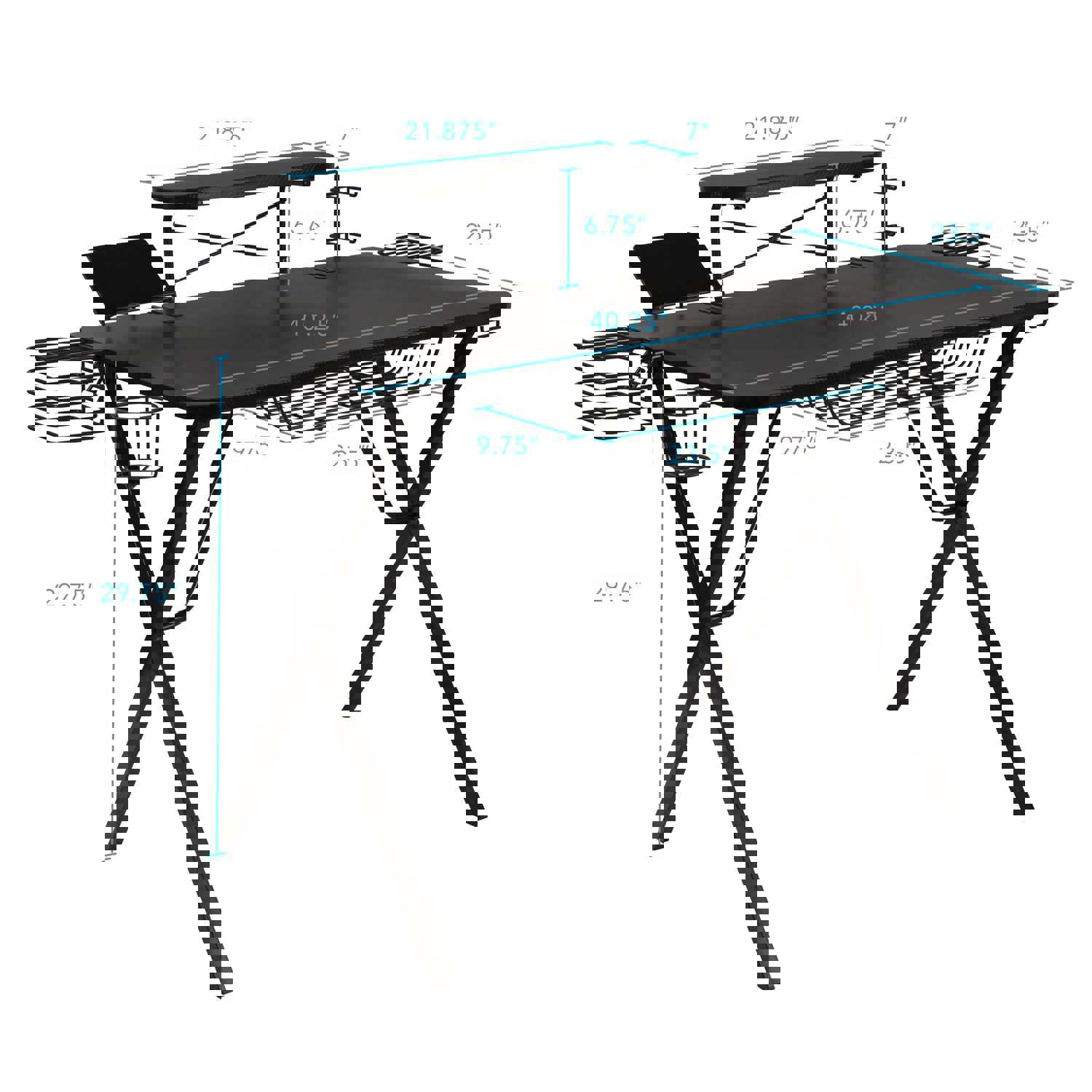 Atlantic Desk Pro Curved-Front Gaming Desk with Enhanced Storage, 41x23.5, Black