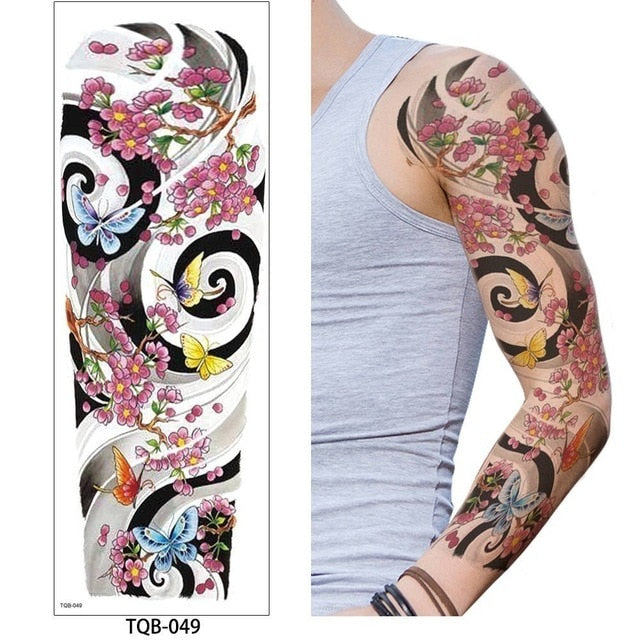 1 Pc Large Arm Temporary Tattoo Sticker - Colorful Fake Tattoo Sleeve for Men and Women