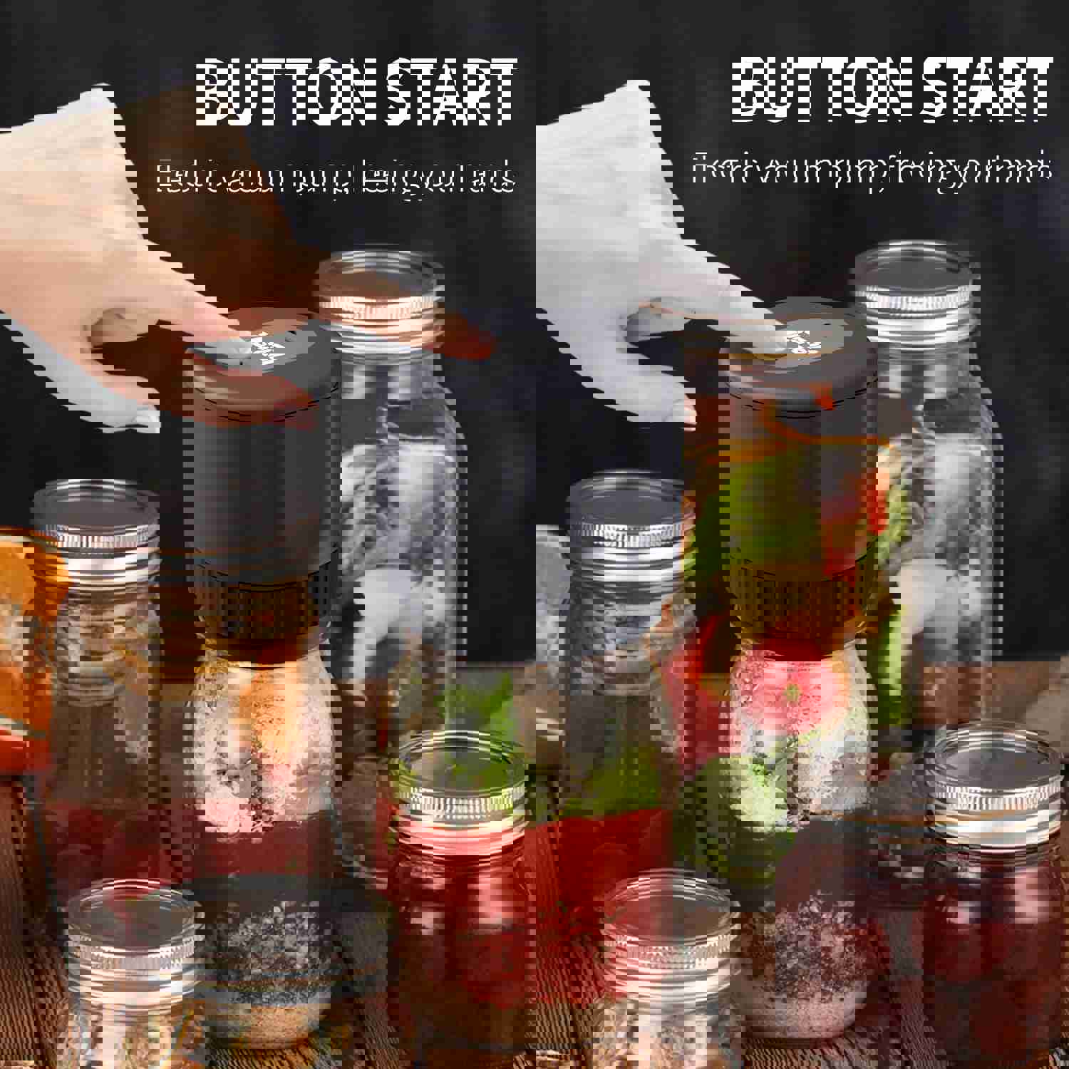 1 Set Mason Jar Electric Vacuum Sealer with 10 Lids, Wide Mouth and Regular Mason Jar Food Storage Automatic Canning Sealing Machine Kit