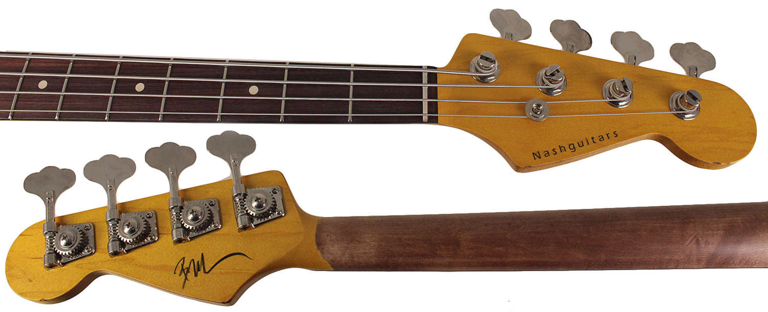 Nash PB-63 Bass Guitar, Olympic White, Light Aging