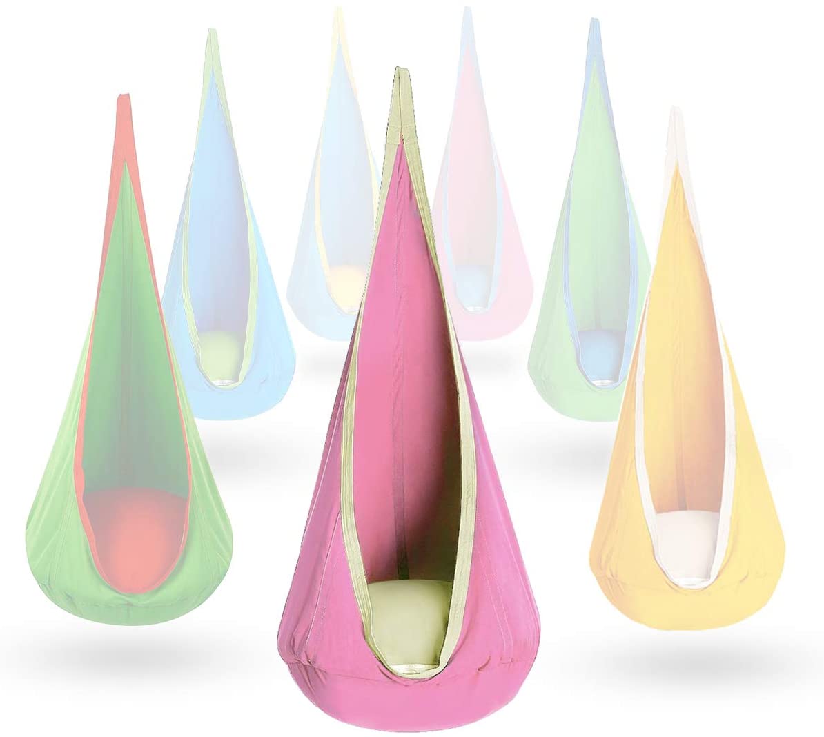 OUTREE Kids Pod Swing Seat - 100% Cotton Child Hammock Chair for Indoor and Outdoor Use (Blue)