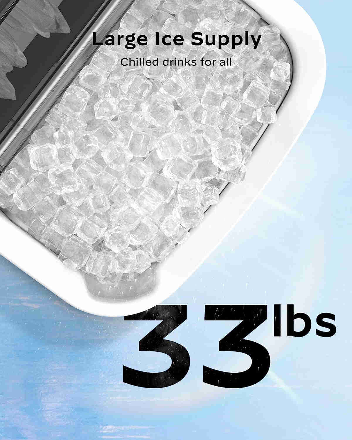 Nugget Countertop Ice Maker with Self-Cleaning Function, 33Lbs/24H, Stainless Steel