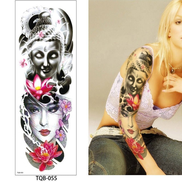 1 Pc Large Arm Temporary Tattoo Sticker - Colorful Fake Tattoo Sleeve for Men and Women