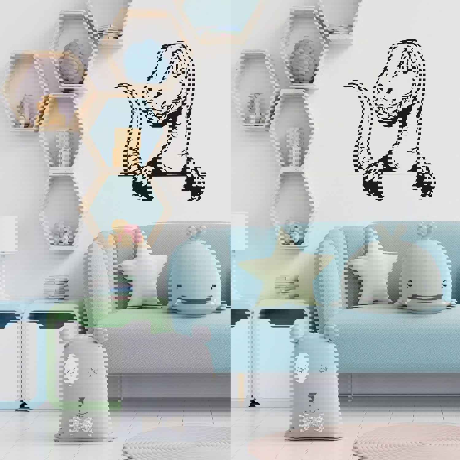 Dinosaur Vinyl Wall Sticker Art Decal - Cute T Rex Funny Silly Face