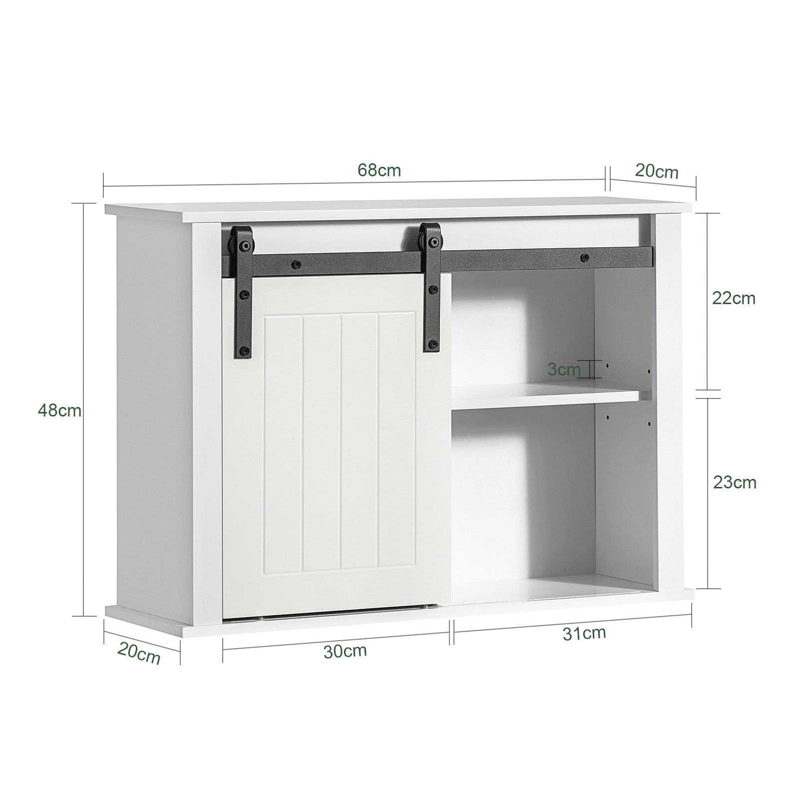 White Wall Mounted Cabinet for Kitchen and Bathroom, BZR71-W