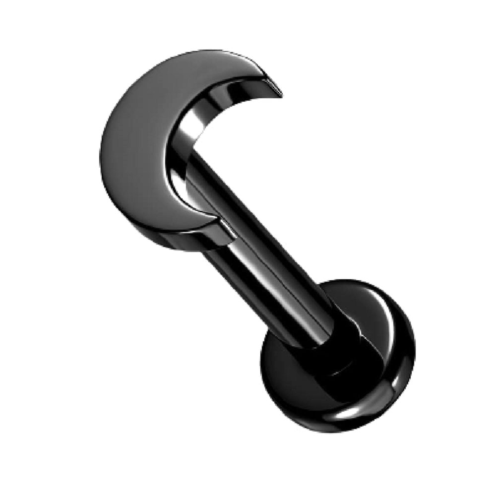 Internally Threaded Flat Crescent Moon Top Flat Back Stud - F-136 G23 Implant Grade Solid Titanium