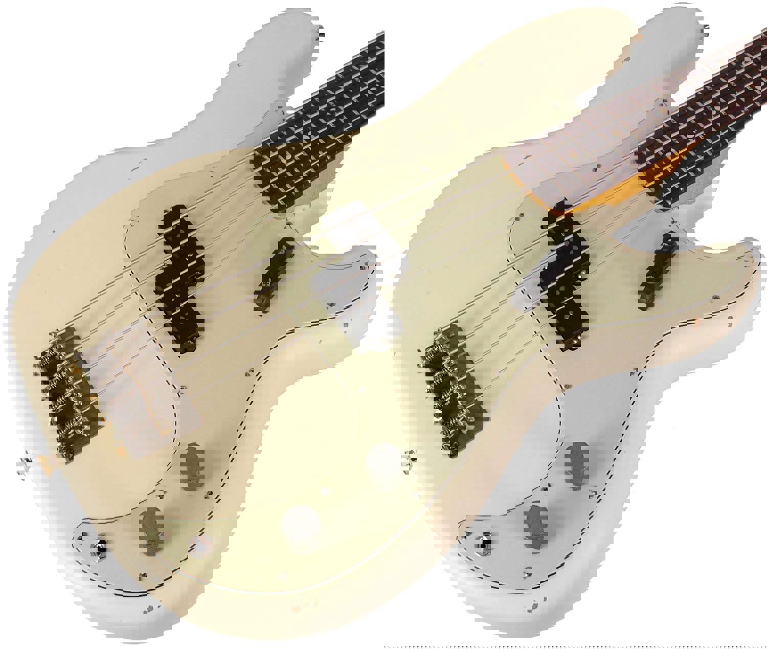 Nash PB-63 Bass Guitar, Olympic White, Light Aging