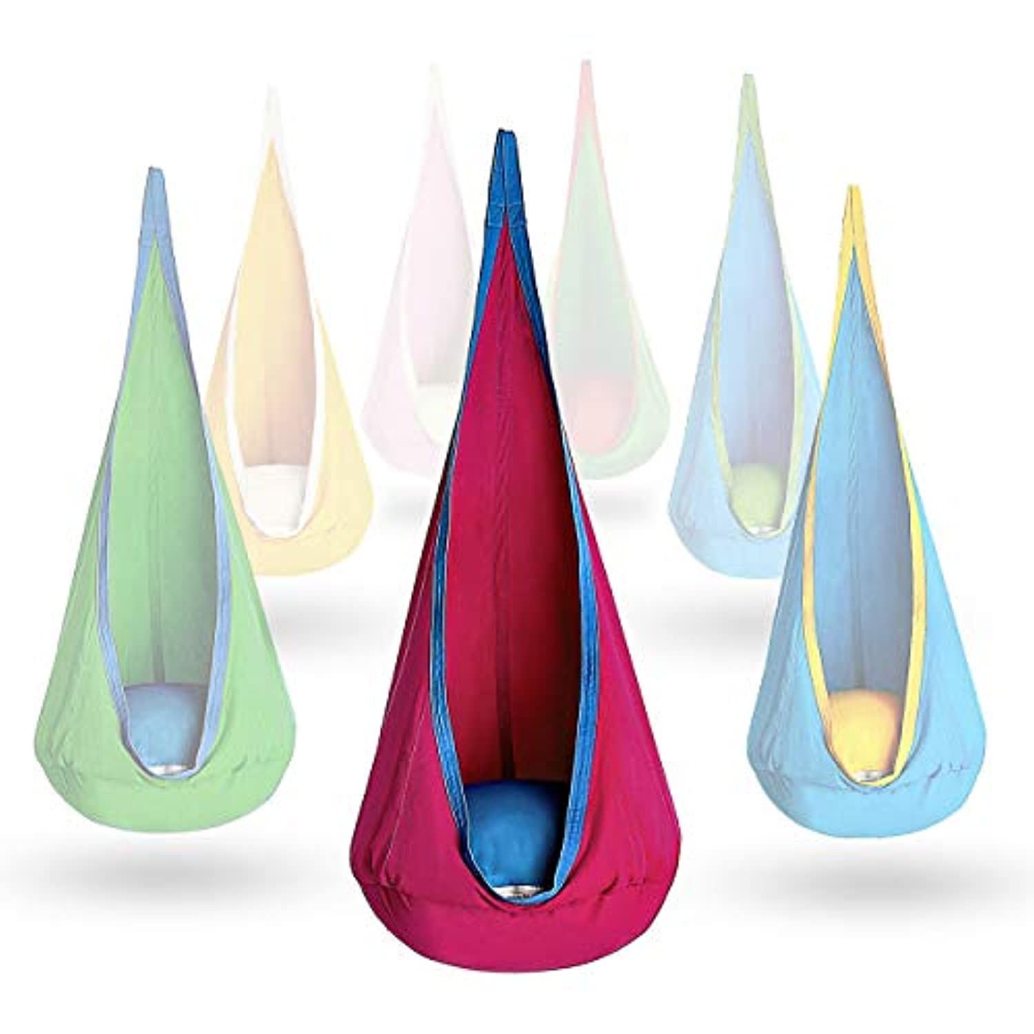 OUTREE Kids Pod Swing Seat - 100% Cotton Child Hammock Chair for Indoor and Outdoor Use (Blue)