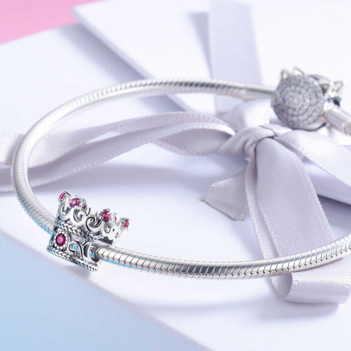 Sterling 925 Silver Purple Crown Pendant for Pandora & European Charm Bracelets