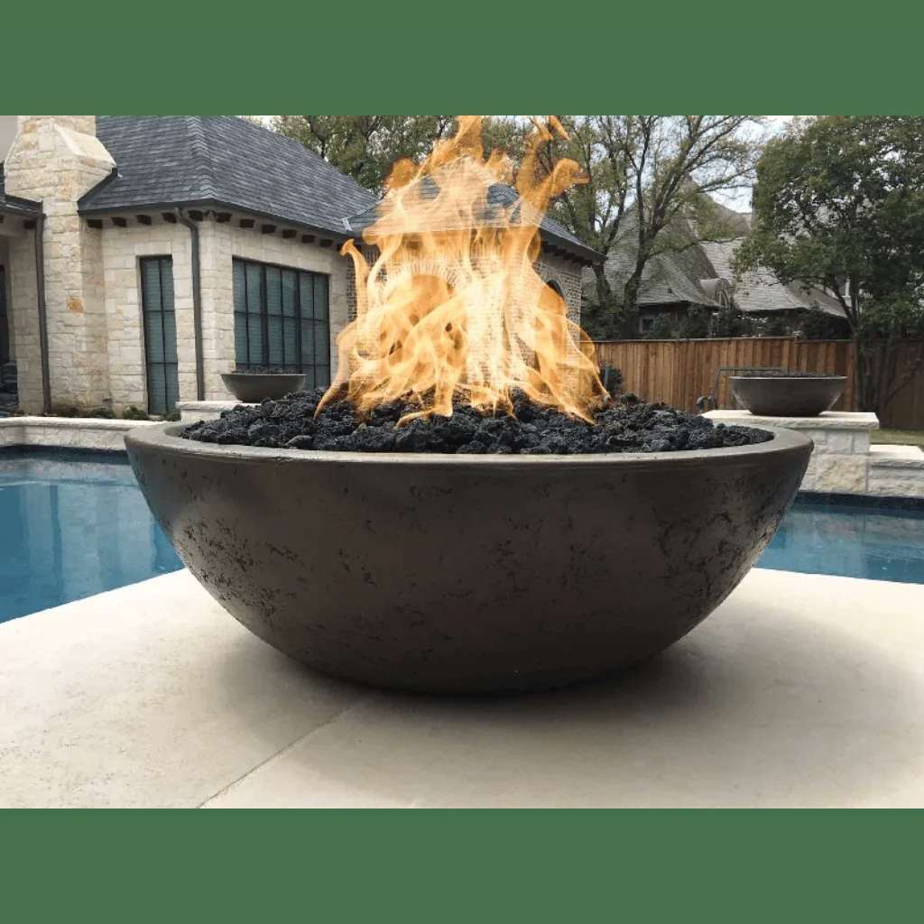 Outdoor Plus Sedona Narrow Ledge GFRC Concrete Round Liquid Propane Fire Pit 48