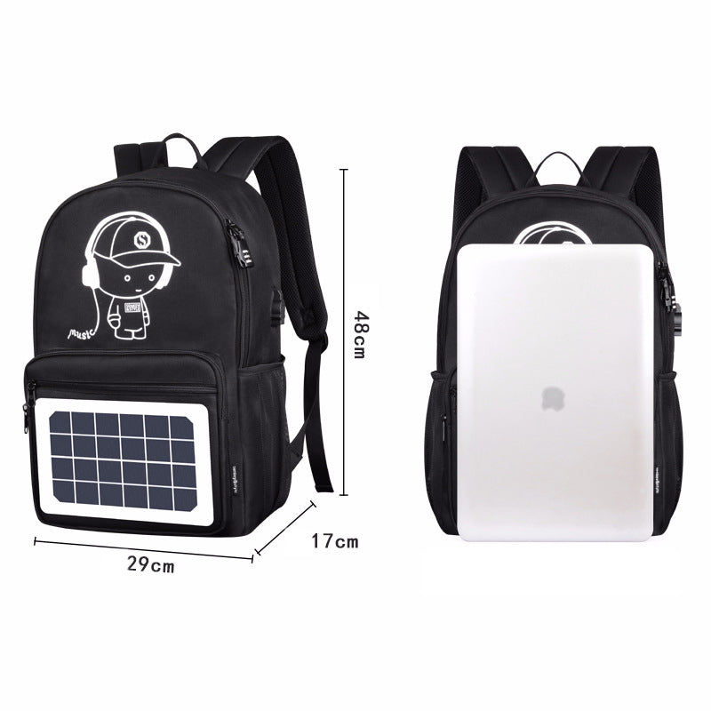 Solar Powered Charging Backpack - Waterproof Oxford Large School Backpack for Teenagers